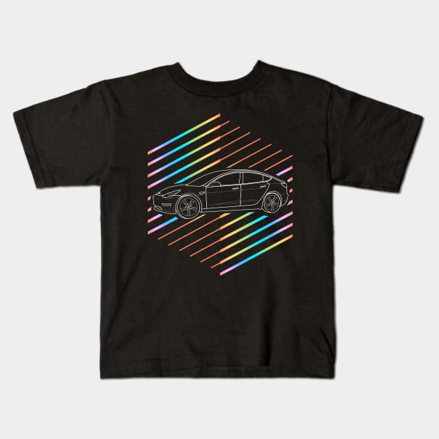 Retro 80s Electric Car Kids T-Shirt by Shannon Marie